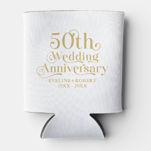 Happy 50th Wedding Anniversary Gold Typography 缶クーラー (正面)