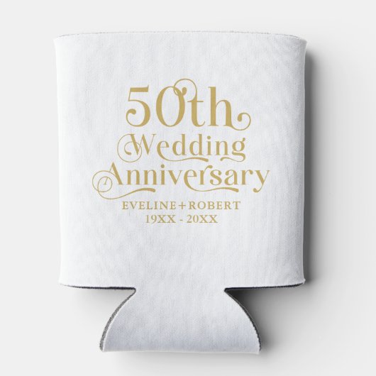 Happy 50th Wedding Anniversary Gold Typography 缶クーラー (裏面)