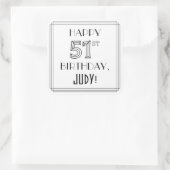 HAPPY 51ST誕生日、アールデコスタイル、名前をカスタムする スクエアシール (バッグ)