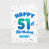 Happy 51st Birthday Card with Custom Name カード (正面)