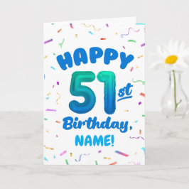 Happy 51st Birthday Card with Custom Name カード