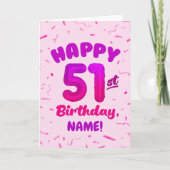 Happy 51st Birthday Card with Custom Name カード (正面)