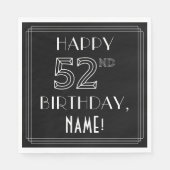 HAPPY 52nd誕生日、アールデコスタイル、名前をカスタムする スタンダードランチョンナプキン (正面)