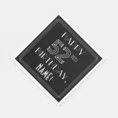 HAPPY 52nd誕生日、アールデコスタイル、名前をカスタムする スタンダードランチョンナプキン (角)