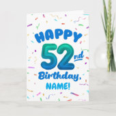 Happy 52nd Birthday Card with Custom Name カード (正面)