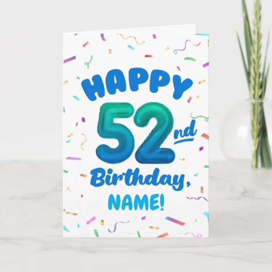 Happy 52nd Birthday Card with Custom Name カード (正面)