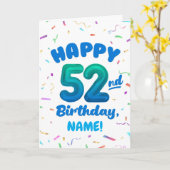 Happy 52nd Birthday Card with Custom Name カード (黄色い花)