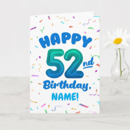Happy 52nd Birthday Card with Custom Name カード