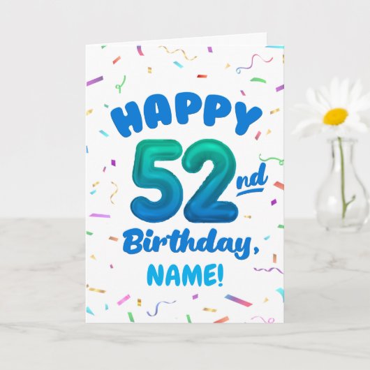 Happy 52nd Birthday Card with Custom Name カード (小さな植物)