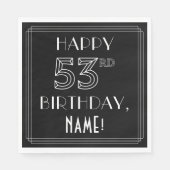 HAPPY 53rd誕生日、アールデコスタイル、名前をカスタムする スタンダードランチョンナプキン (正面)