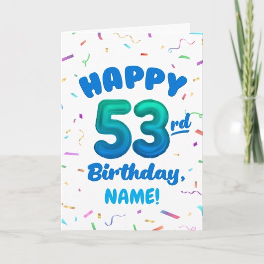 Happy 53rd Birthday Card with Custom Name カード (正面)