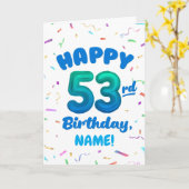 Happy 53rd Birthday Card with Custom Name カード (黄色い花)