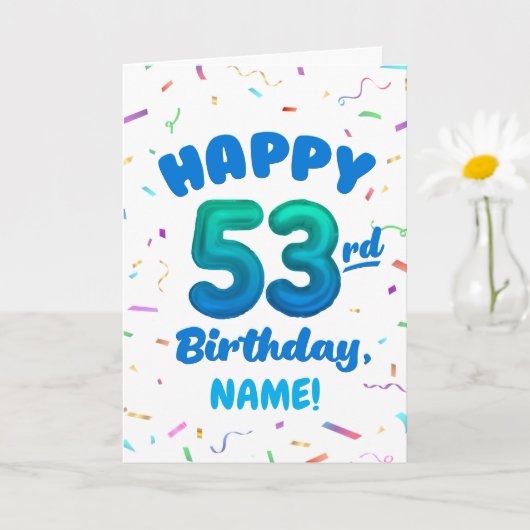 Happy 53rd Birthday Card with Custom Name カード (小さな植物)