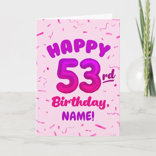 Happy 53rd Birthday Card with Custom Name カード (正面)