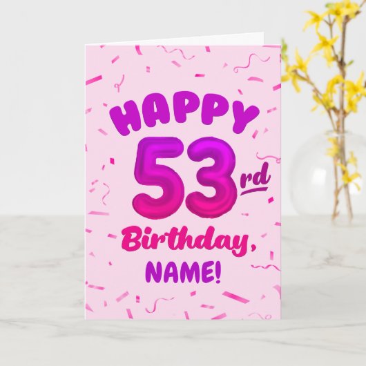 Happy 53rd Birthday Card with Custom Name カード (黄色い花)
