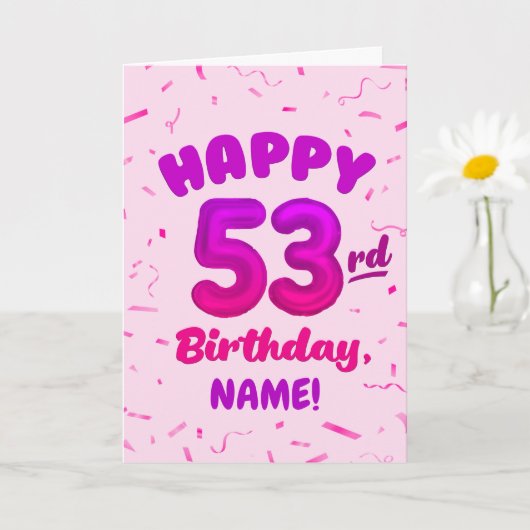 Happy 53rd Birthday Card with Custom Name カード (小さな植物)