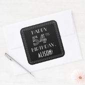 HAPPY 54th誕生日;アールデコスタイル;名前をカスタムする スクエアシール (封筒)