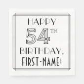 HAPPY 54th誕生日;アールデコスタイル;名前をカスタムする スタンダードランチョンナプキン (正面)