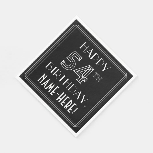 HAPPY 54th誕生日;アールデコスタイル;名前をカスタムする スタンダードランチョンナプキン (角)