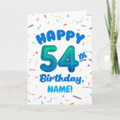 Happy 54th Birthday Card with Custom Name カード (正面)