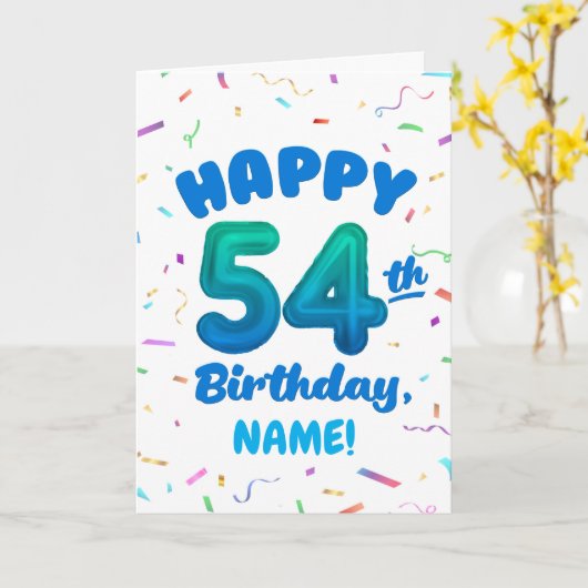 Happy 54th Birthday Card with Custom Name カード (黄色い花)