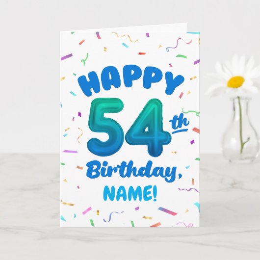 Happy 54th Birthday Card with Custom Name カード (小さな植物)