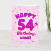 Happy 54th Birthday Card with Custom Name カード (正面)