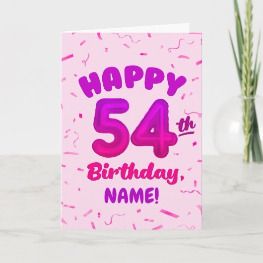 Happy 54th Birthday Card with Custom Name カード (正面)