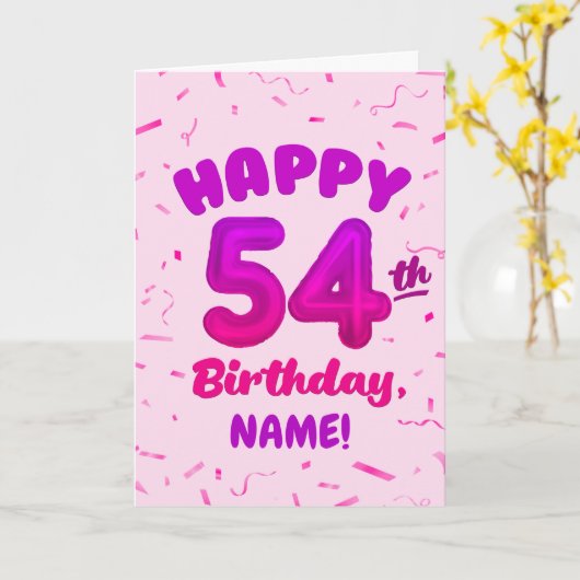 Happy 54th Birthday Card with Custom Name カード (黄色い花)
