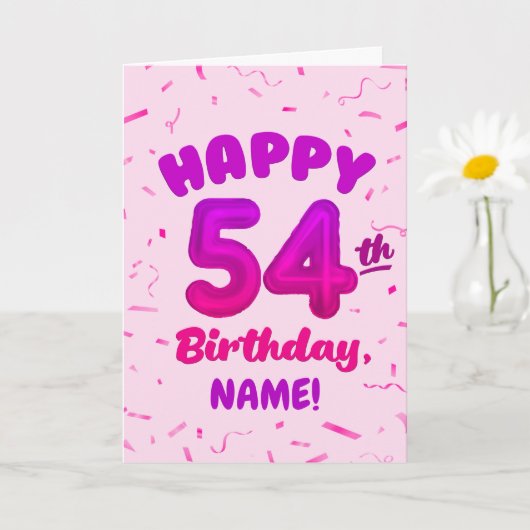 Happy 54th Birthday Card with Custom Name カード (小さな植物)