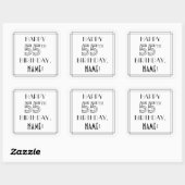 HAPPY 55th誕生日、アールデコスタイル、名前をカスタムする スクエアシール (シート)