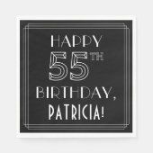 HAPPY 55th誕生日;アールデコスタイル;名前をカスタムする スタンダードランチョンナプキン (正面)