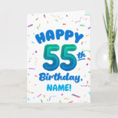Happy 55th Birthday Card with Custom Name カード (正面)