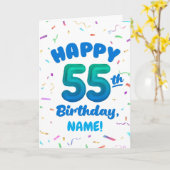 Happy 55th Birthday Card with Custom Name カード (黄色い花)