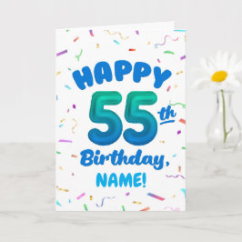 Happy 55th Birthday Card with Custom Name カード