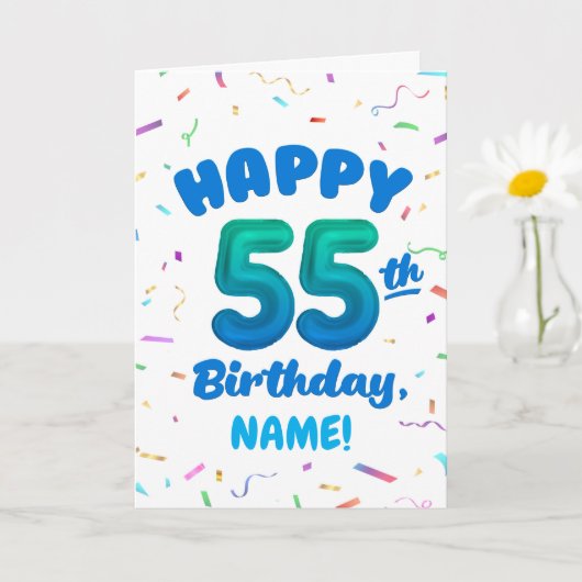 Happy 55th Birthday Card with Custom Name カード (小さな植物)