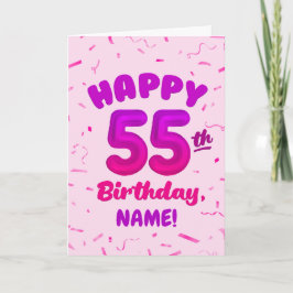Happy 55th Birthday Card with Custom Name カード