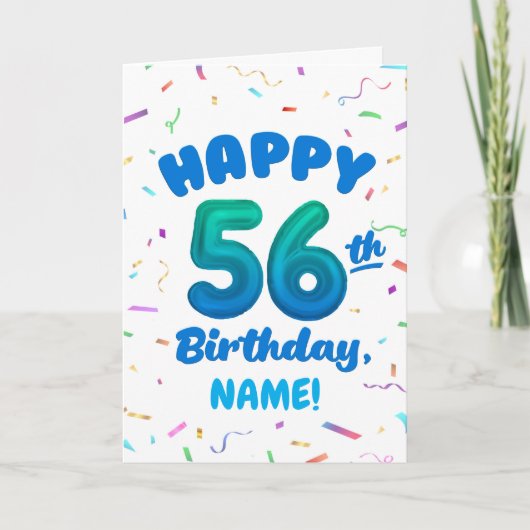 Happy 56th Birthday Card with Custom Name カード (正面)