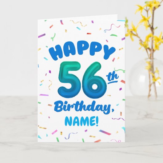 Happy 56th Birthday Card with Custom Name カード (黄色い花)