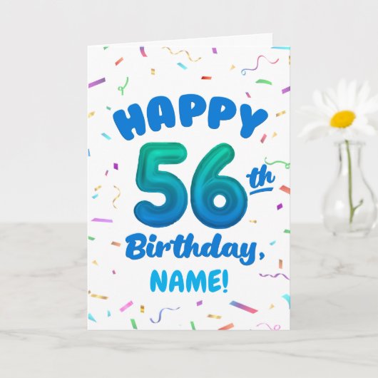 Happy 56th Birthday Card with Custom Name カード (小さな植物)