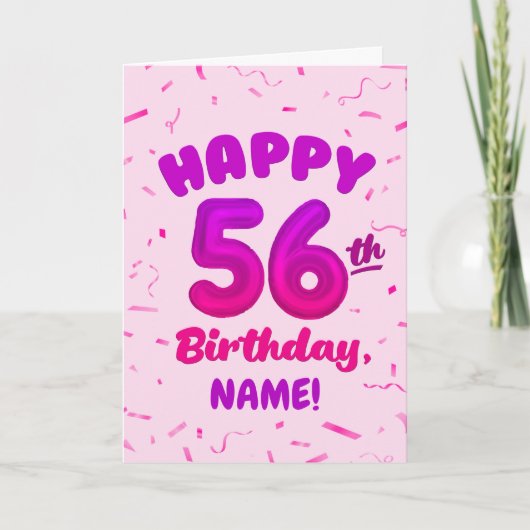 Happy 56th Birthday Card with Custom Name カード (正面)
