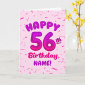 Happy 56th Birthday Card with Custom Name カード (黄色い花)