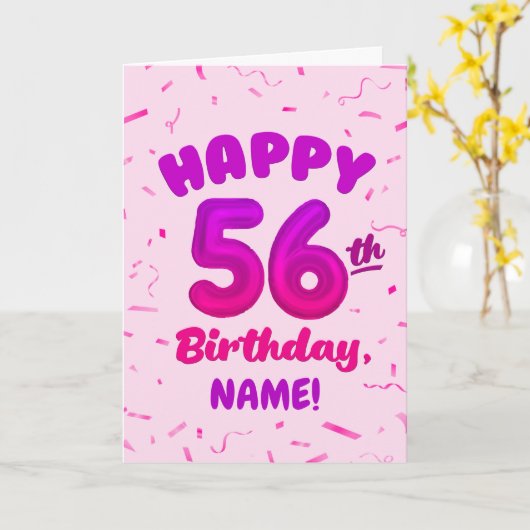 Happy 56th Birthday Card with Custom Name カード (黄色い花)