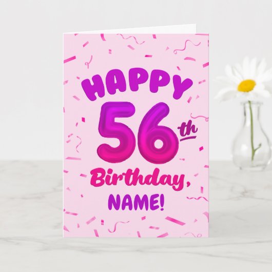 Happy 56th Birthday Card with Custom Name カード (小さな植物)
