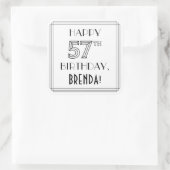 HAPPY 57th誕生日、アールデコスタイル、名前をカスタムする スクエアシール (バッグ)