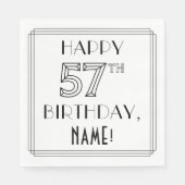 HAPPY 57th誕生日;アールデコスタイル;名前をカスタムする スタンダードランチョンナプキン (正面)