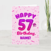 Happy 57th Birthday Card with Custom Name カード (正面)