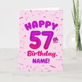 Happy 57th Birthday Card with Custom Name カード
