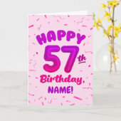 Happy 57th Birthday Card with Custom Name カード (黄色い花)
