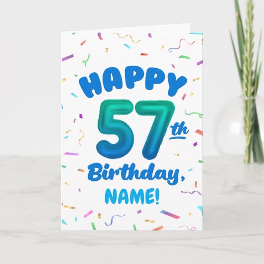 Happy 57th Birthday Card with Custom Name カード (正面)